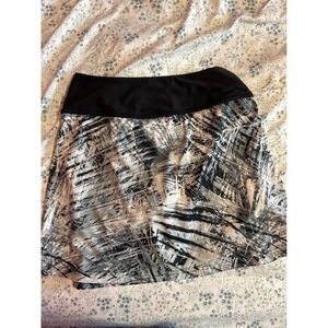 Fila Womens Abstract Print Athletic Skort Black White Zipper Pocket Size Small